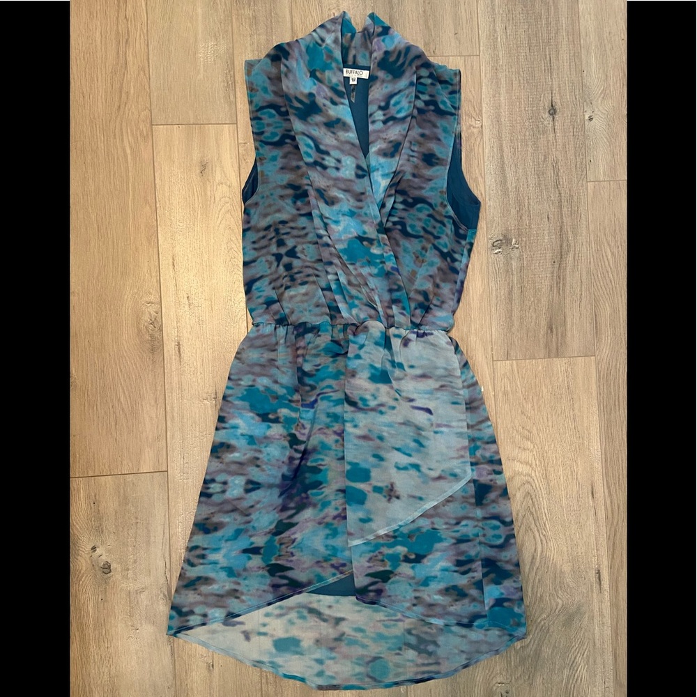Water Print Shear Rouched Dress
